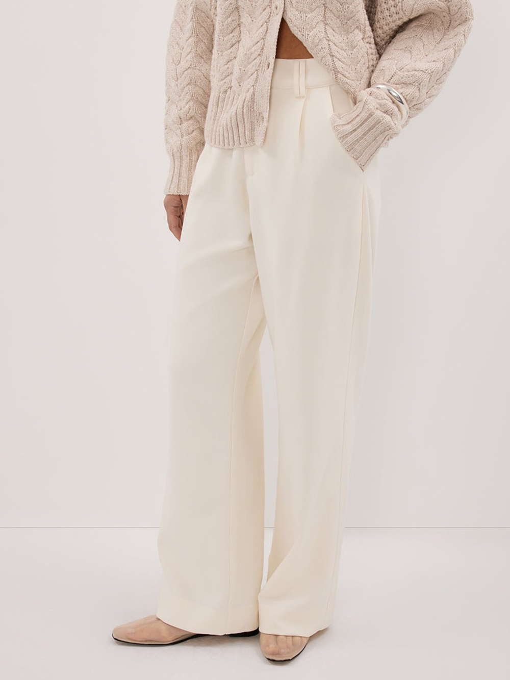 DISSH size 6 Celine Wide-Leg Cream pants Trousers - Women's Pants
